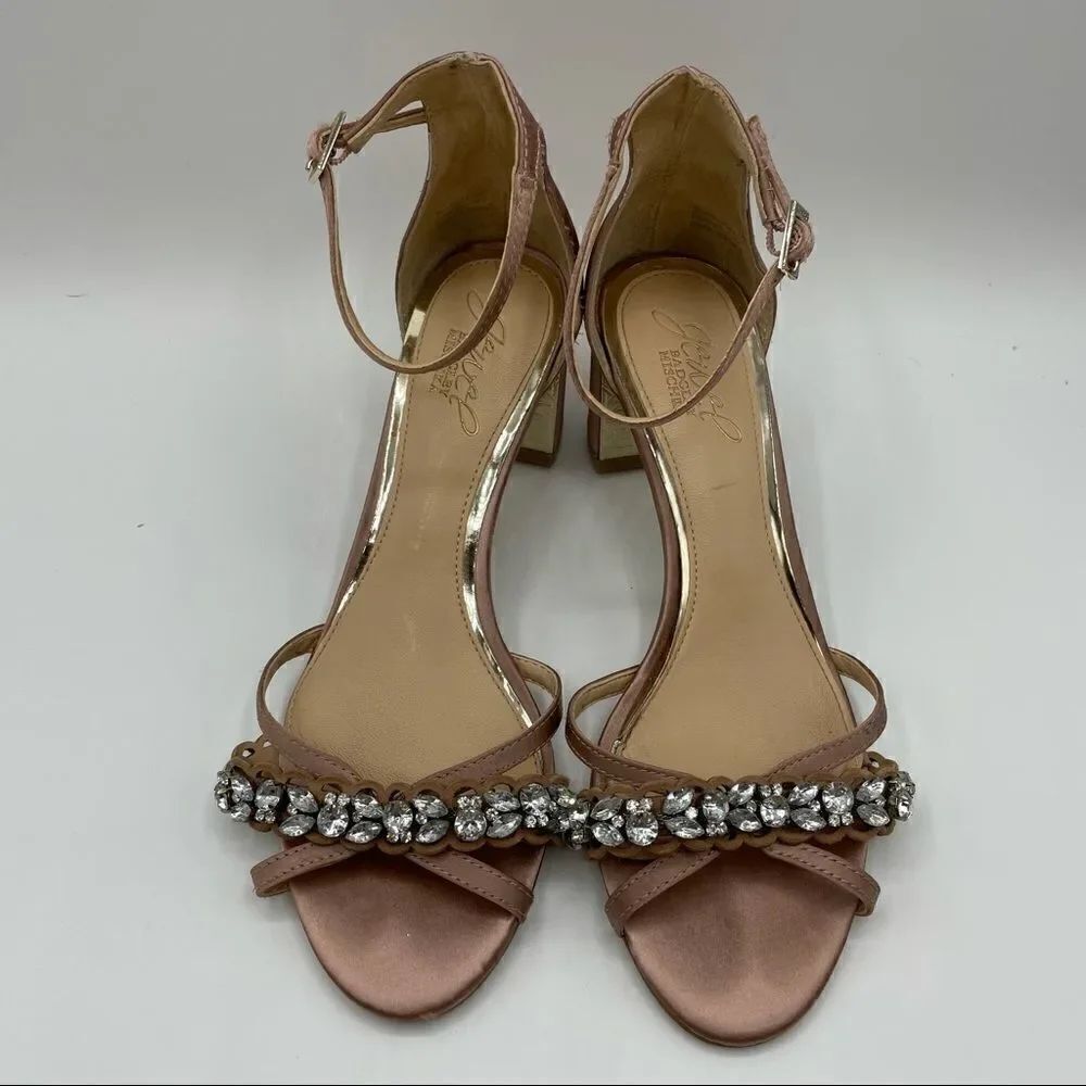 Jewel Badgley Mischka Satin Rhinestone Heels